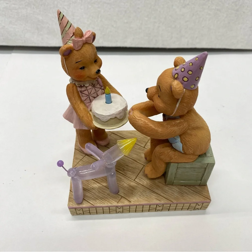 Jim Shore Button and Squeaky Figurine Make A Wish Birthday Cake By Enesco 2019